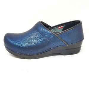 Sanita Shoes Womens 6 Clogs Blue Metallic Nurse Non Slip Poland 37